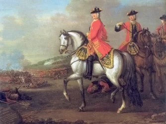 Georg II. von Großbritannien in der Schlacht von Dettingen